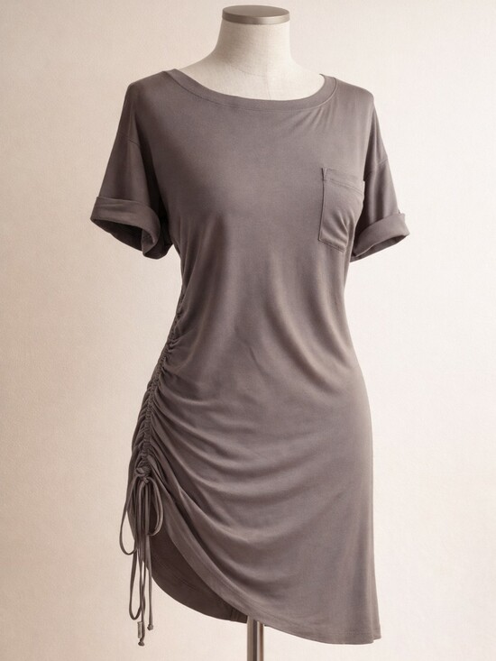 Banana Republic Dresses & Skirts - Banana Republic Silk Knit T‑Shirt Dress Taupe Gray Neutral Minimalist • MEDIUM